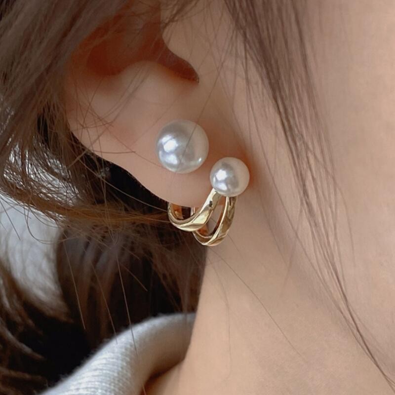 Pearl Stud Earrings - Корейские модные серьги-гвоздики из серебра 925