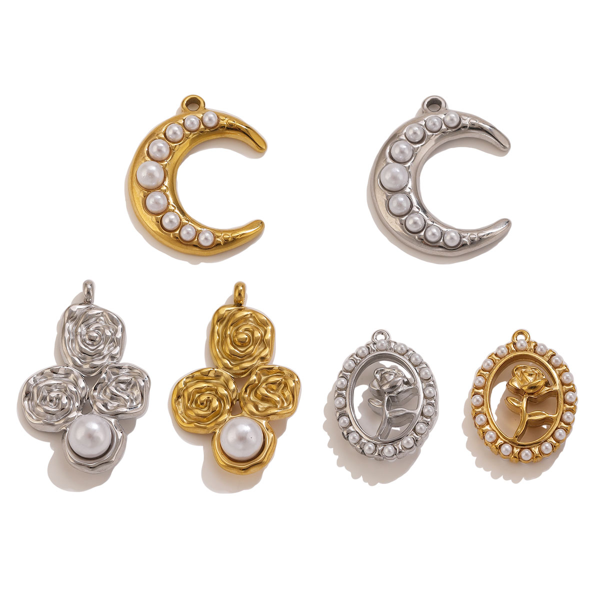 Pearl Stud Earrings - 5 шт. подвесок-шармов из нержавеющей стали