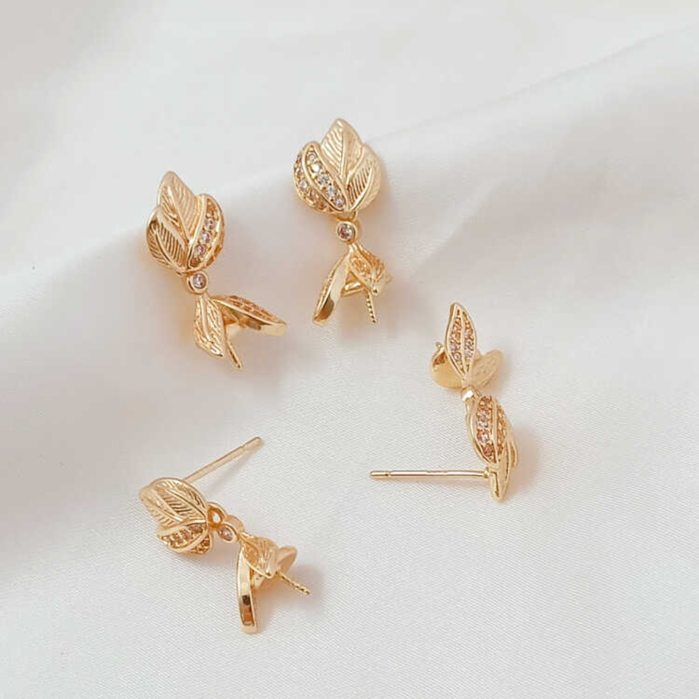 14 К микро-цирконий в стиле ба – обзор и цена Pearl Stud Earrings