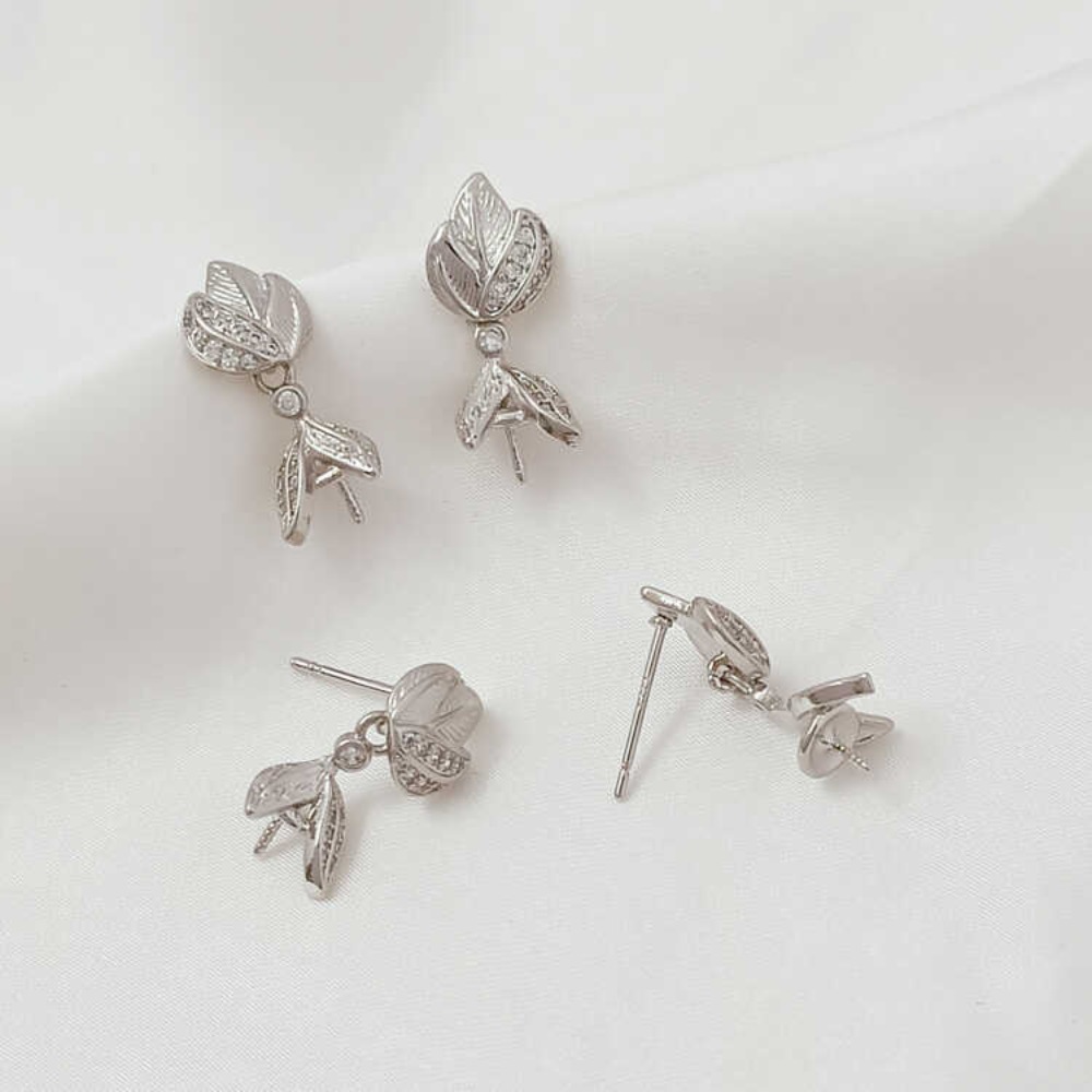 14 К микро-цирконий в стиле ба – обзор и цена Pearl Stud Earrings
